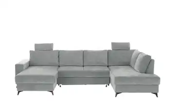 Wohnlandschaft mit Schlaffunktion Salamanca rechts Silbergrau