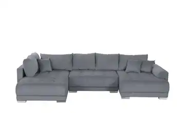 Wohnlandschaft mit Schlaffunktion Lemie Cordstoff Anthrazit rechts