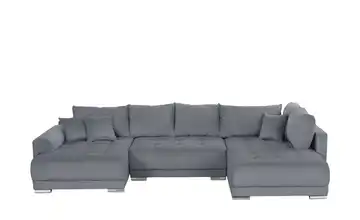 Wohnlandschaft mit Schlaffunktion Lemie Cordstoff Anthrazit links