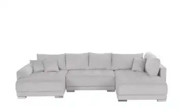 Wohnlandschaft mit Schlaffunktion Lemie Cordstoff Hellgrau links