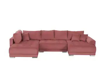 Wohnlandschaft mit Schlaffunktion Lemie Cordstoff Terracotta rechts