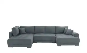 Wohnlandschaft mit Schlaffunktion Lemie Flachgewebe Anthrazit rechts