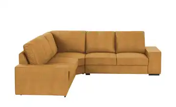 Ecksofa Renée Mikrofaser in Samt-Optik Curry