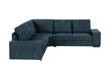 Ecksofa Renée Mikrofaser in Samt-Optik Dunkelblau