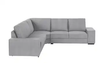 Ecksofa Renée Mikrofaser in Samt-Optik Hellgrau