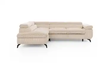 S-STYLE Ecksofa mit Schlaffunktion Bonnie Cordstoff links Hellbeige
