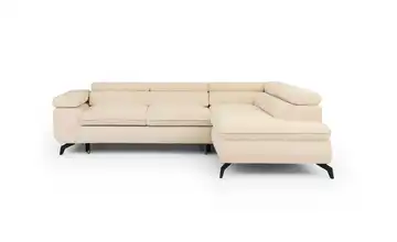 S-STYLE Ecksofa mit Schlaffunktion Bonnie Chenille rechts Hellbeige