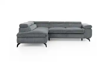 S-STYLE Ecksofa mit Schlaffunktion Bonnie Cordstoff links Grau
