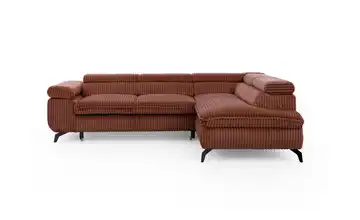 S-STYLE Ecksofa mit Schlaffunktion Bonnie Cordstoff rechts Terracotta