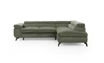 S-STYLE Ecksofa mit Schlaffunktion Bonnie Cordstoff rechts Olivgrün