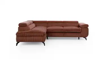S-STYLE Ecksofa mit Schlaffunktion Bonnie Cordstoff links Terracotta