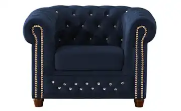 S-STYLE Chesterfield Sessel Cleo Blink Marineblau