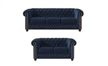 S-STYLE Chesterfield Polstergarnitur 3+2 Cleo Blink Marineblau