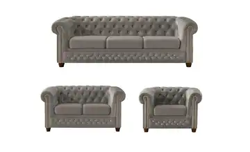 S-STYLE Chesterfield Polstergarnitur 3+2+1 Cleo Blink Grau