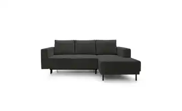Selsey Ecksofa mit Schlaffunktion Rodario Mini Cordstoff Dunkelgrau rechts