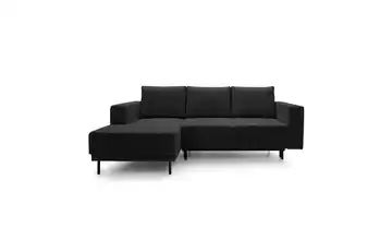 Selsey Ecksofa mit Schlaffunktion Rodario Mini Cordstoff Schwarz links