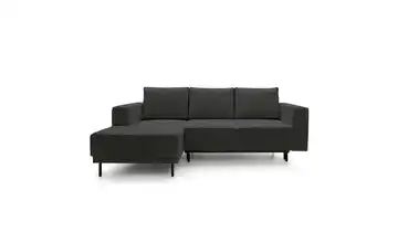 Selsey Ecksofa mit Schlaffunktion Rodario Mini Cordstoff Dunkelgrau links