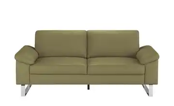Max Schelling Ledersofa mit Kufengestell Maximum 2,5 Olivgrün Federkern