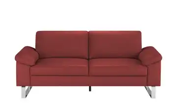 Max Schelling Ledersofa mit Kufengestell Maximum 2,5 Karminrot Federkern