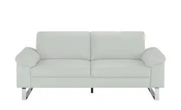 Max Schelling Ledersofa mit Kufengestell Maximum 2 Hellgrau Federkern