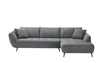 bobb Ecksofa mit Sitztiefenverstellung Carly Webstoff Anthrazit rechts