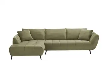 bobb Ecksofa mit Sitztiefenverstellung Carly Webstoff Grün links