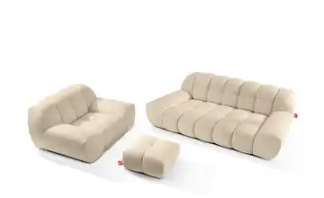 KONSIMO Polstermöbel 3er-Set in Bubble Optik Vena Hellbeige