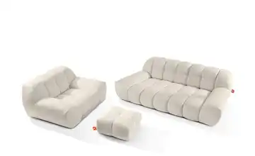 KONSIMO Polstermöbel 3er-Set in Bubble Optik Vena Weiß