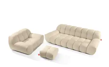 KONSIMO Polstermöbel 3er-Set in Bubble Optik Vena Hellbeige