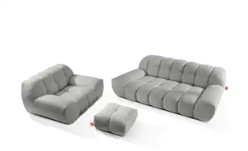 KONSIMO Polstermöbel 3er-Set in Bubble Optik Vena Hellgrau