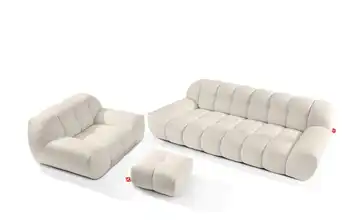 KONSIMO Polstermöbel 3er-Set in Bubble Optik Vena Weiß