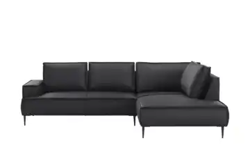 uno Ecksofa Olmo rechts Schwarz Mikrofaser in Leder-Optik