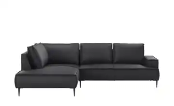 uno Ecksofa Olmo links Schwarz Mikrofaser in Leder-Optik