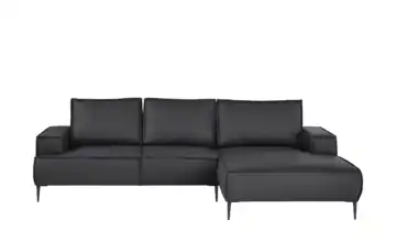 uno Ecksofa Olmo rechts Mikrofaser in Leder-Optik Schwarz