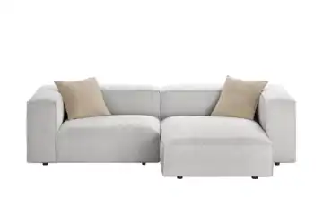 Ecksofa Noé rechts Flachgewebe grob Schwarz, Weiß