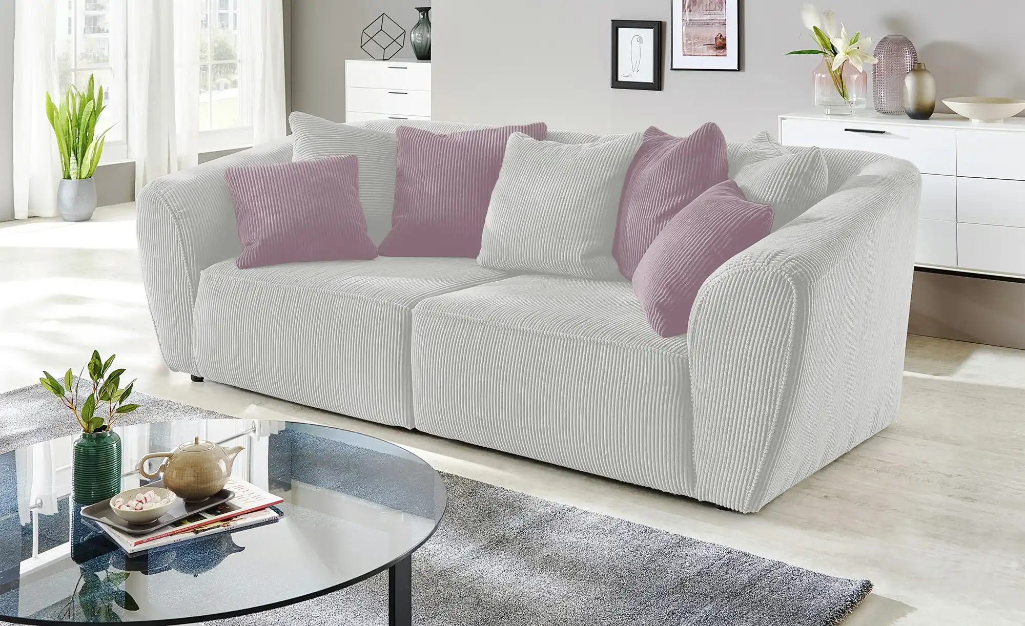 smart Big Sofa Saturo Beige Cordstoff, 