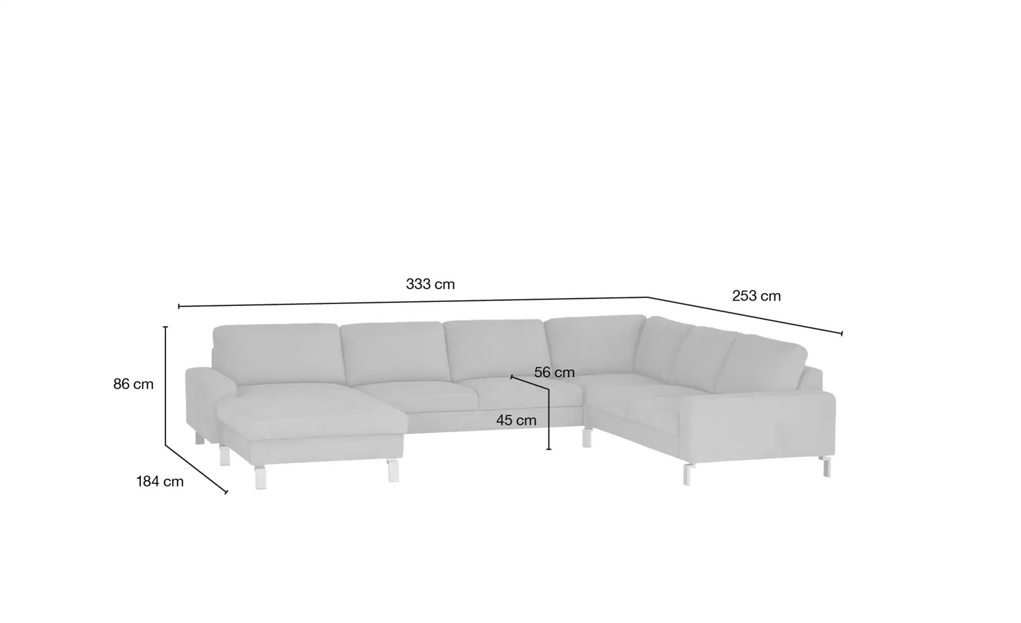 Max Schelling Wohnlandschaft Maximum ¦ Blau ¦ MaßE (Cm): B: 333 H: 86 T: 253.0 PolstermöBel > Sofas > Wohnlandschaften - MöBel Kraft-image